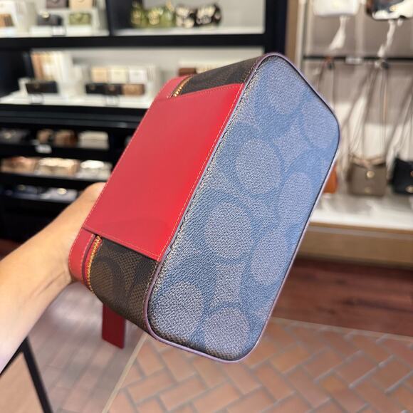 Coach CCI84 Cosmetic Case In Maxi Signature Canvas, Walnut/True Red - Picture 5 of 9